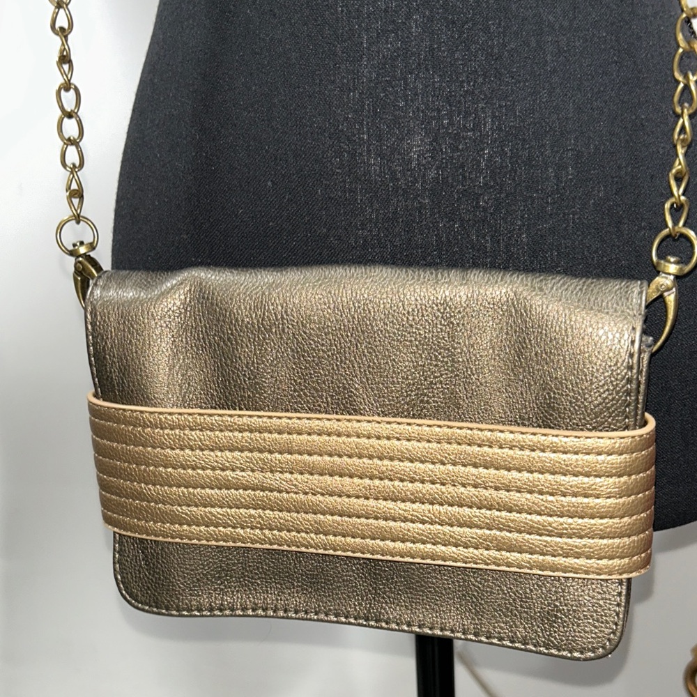 Deena & Ozzy Gold and Tan Crossbody Bag